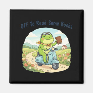 Imã Meme de sapo engraçado fora para ler alguns livros