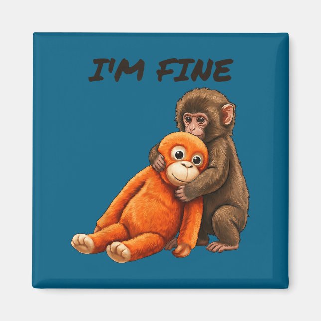 Imã Meme do macaco triste punindo com um brinquedo lar (Frente)