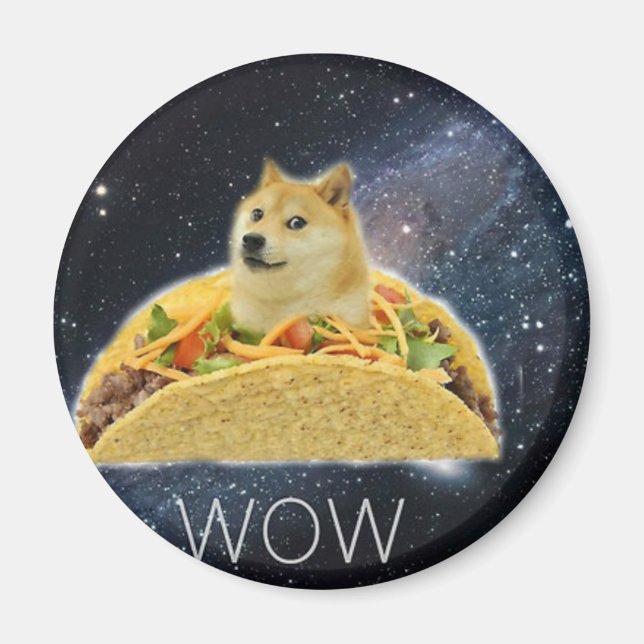 Imã meme do taco espacial doge (Frente)
