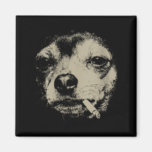 Imã Meme engraçado do cachorro da mulher fumando cigar