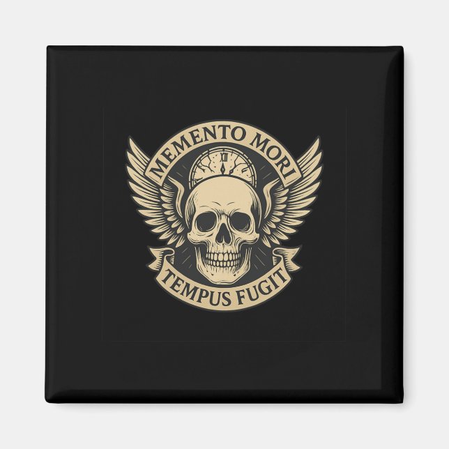 Imã Memento Mori Tempus Fugit Citação Latina de Estoqu (Frente)