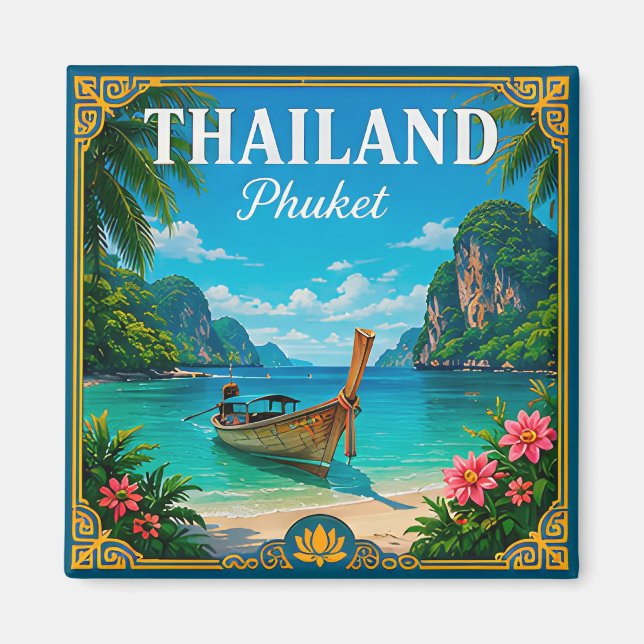 Imã 🌴 Memória da Praia de Phuket Tailândia da Viagem  (Frente)