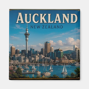 Imã 🧲 Memória de Férias da Silhueta de Auckland Nova