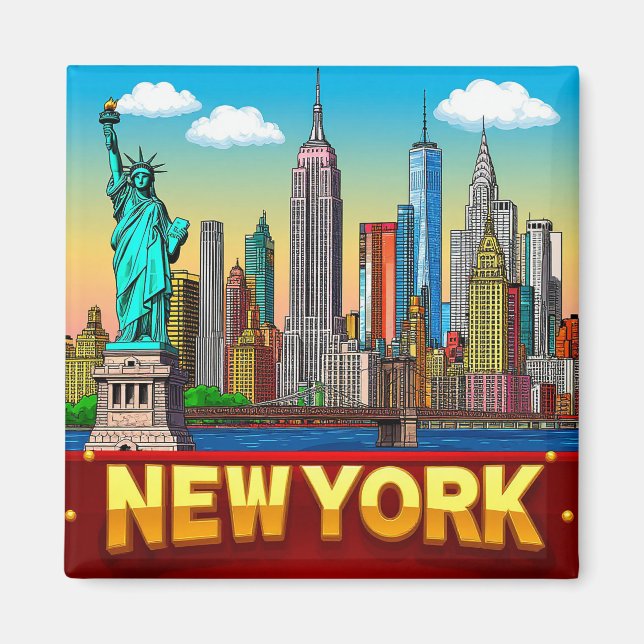 Imã 🧲 Memória de Férias de Nova York EUA 🌆 (Frente)