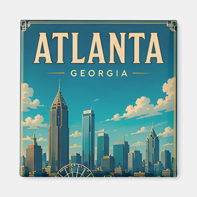 Imã Memória de Férias em Atlanta Geórgia 🍑 (Frente)