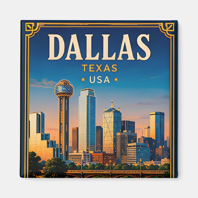 Imã ⭐ Memória de Férias em Dallas Texas (Frente)