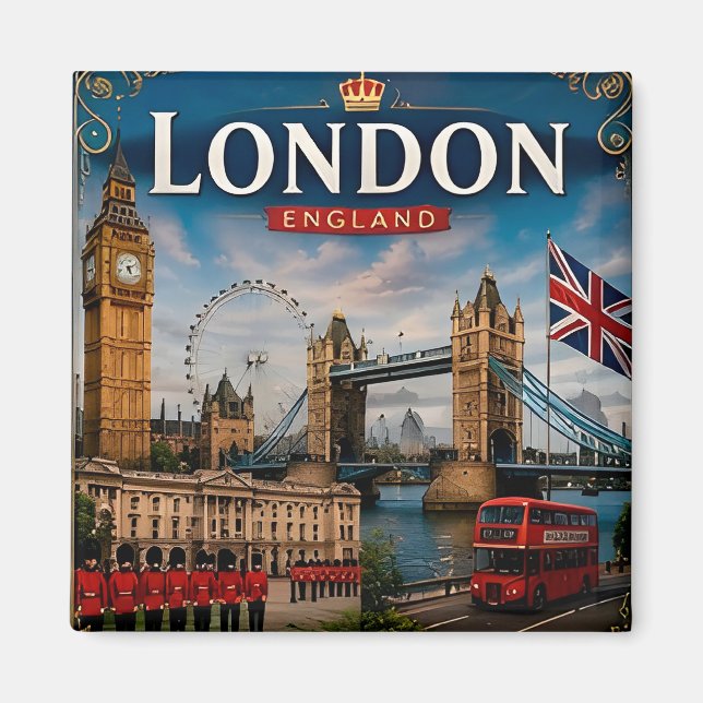 Imã 🧲 Memória de Férias em Londres da Inglaterra 🏙️ (Frente)