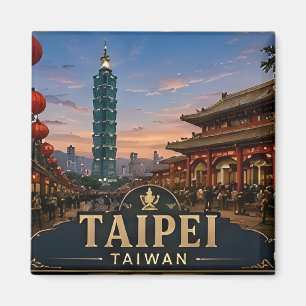 Imã 🏙️ Memória de Férias em Taipei Taiwan Para Viajan