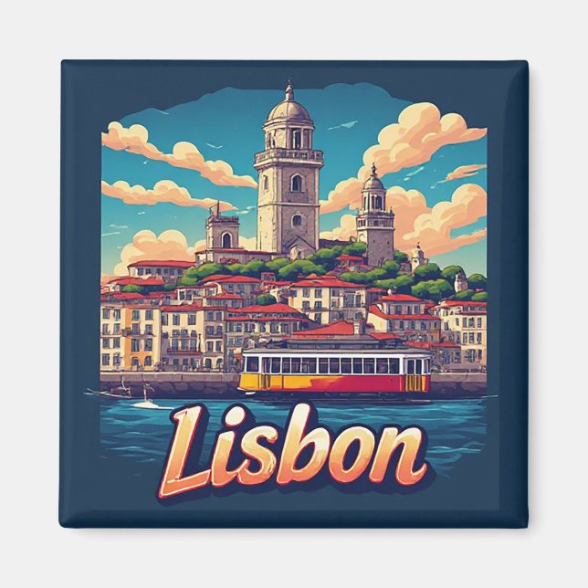 Imã 🧲 Memória de Férias na Cidade de Lisboa Portugal (Frente)