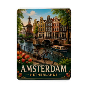 Ímã 🧲 Memória de Férias no Canal de Amsterdã Holanda