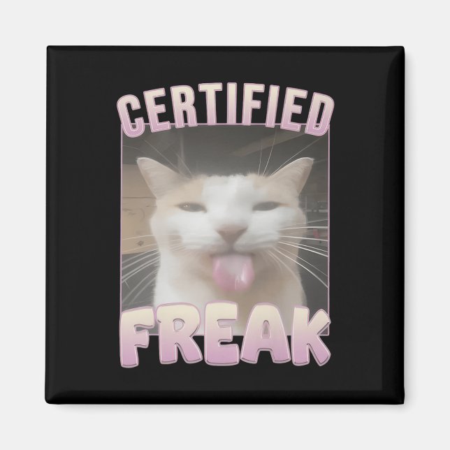 Imã Memória de Gato Engraçado de Freak Certificado (Frente)