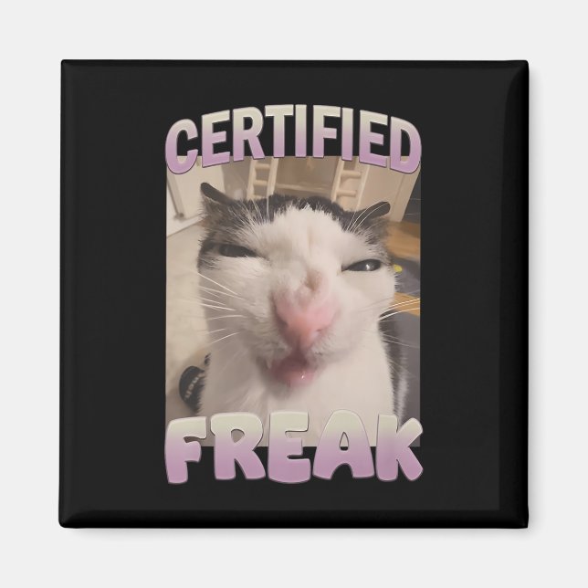 Imã Memória de Gato Freak Certificado Meme Offensive M (Frente)