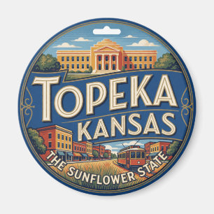 Imã Memória de Viagem da Capital Prairie Topeka Kansas