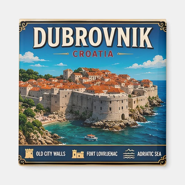 Imã 🧲 Memória de Viagem de Dubrovnik Croácia para Vis (Frente)