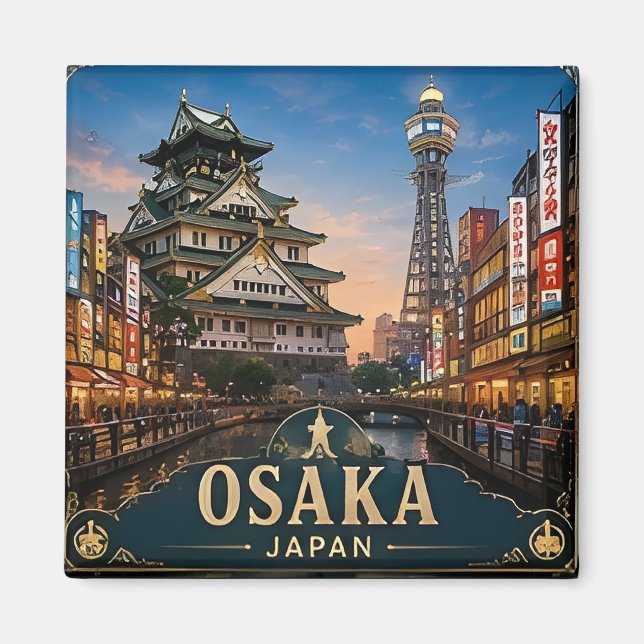 Imã 🧲 Memória de Viagem de Osaka Japão Para Cada Aven (Frente)