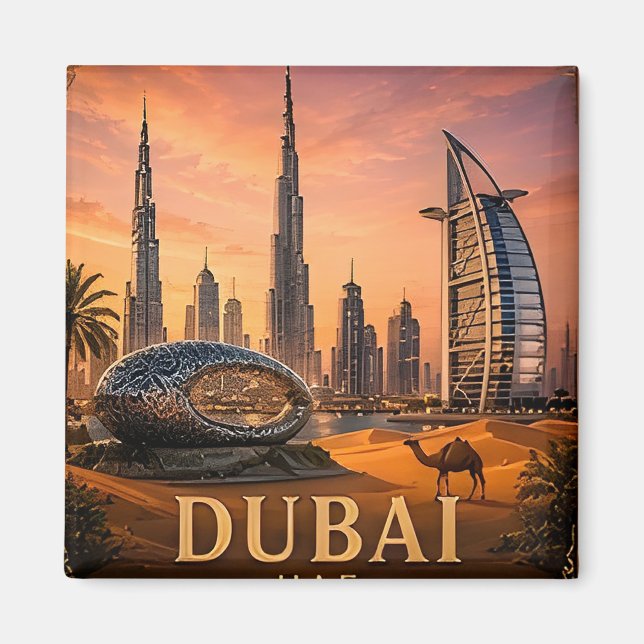 Imã 🧲 Memória de Viagem Dubai UAE 🌍 (Frente)