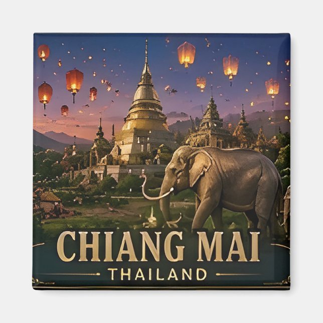 Imã 🧲 Memória de Viagem para Visitantes de Chiang Mai (Frente)