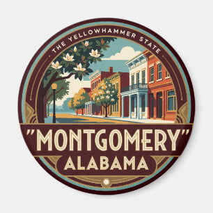 Imã Memória de Viagem Retro da Capital Montgomery Alab
