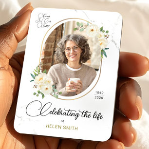 Ímã Memória Floral Elegante Foto, Celebração da Vida