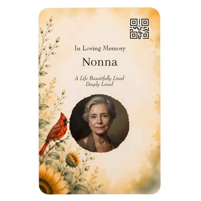 Ímã Memorial com Código QR de Foto Em Memória Cari (Vertical)