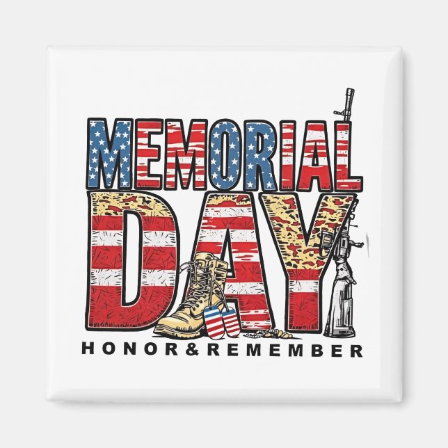 Imã Memorial Day Honra e Lembre-se da Bandeira dos EUA (Frente)