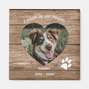 Imã Memorial de Cão Personalizado - Madeira Rústica