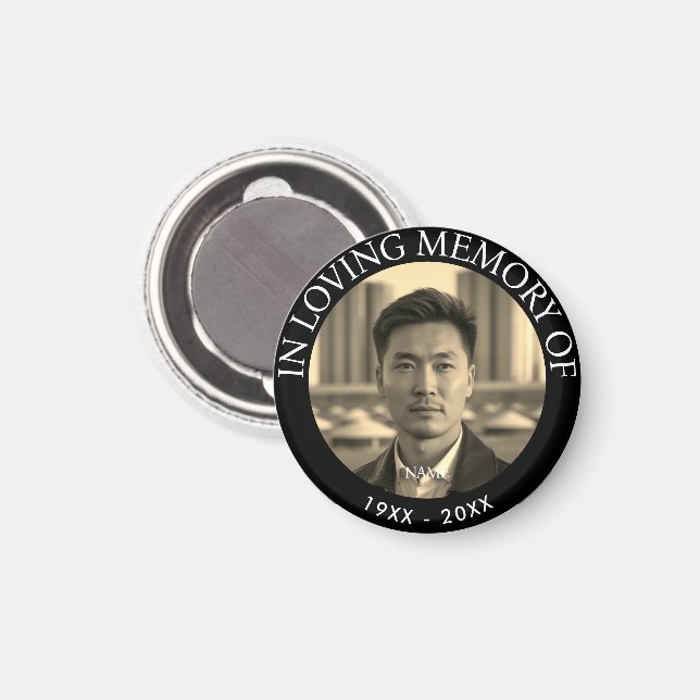 Imã Memorial de Morte com Foto Personalizada Moderna (Front/Back)