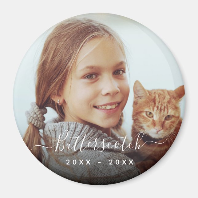 Imã Memorial de Sobreposição de Nome de Pet de Script  (Frente)