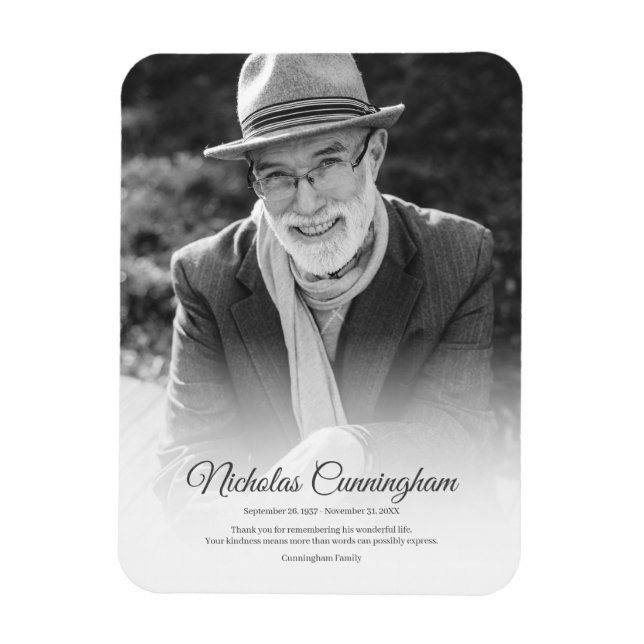 Ímã Memorial Funeral Moderno Clássico Foto Simples (Vertical)