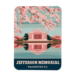 Ímã Memorial Jefferson viagens vintage Washington DC