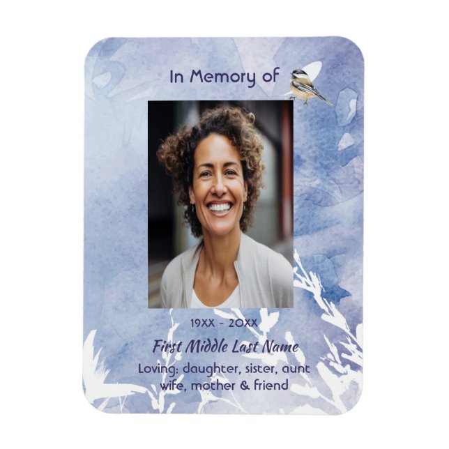 Ímã Memorial Keepsake Chickadee Bird Winter  (Vertical)