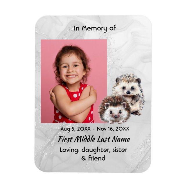 Ímã Memorial Keepsake Cute Hedgehog Children   (Vertical)