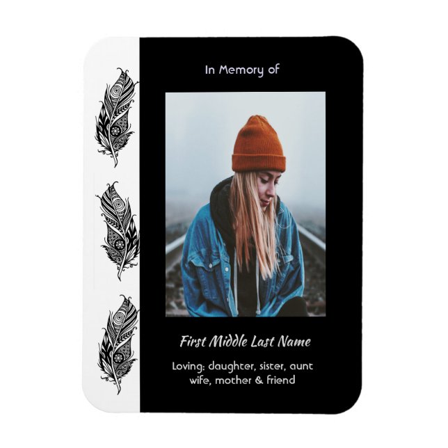 Ímã Memorial Keepsake Feather Tribal Boho  (Vertical)