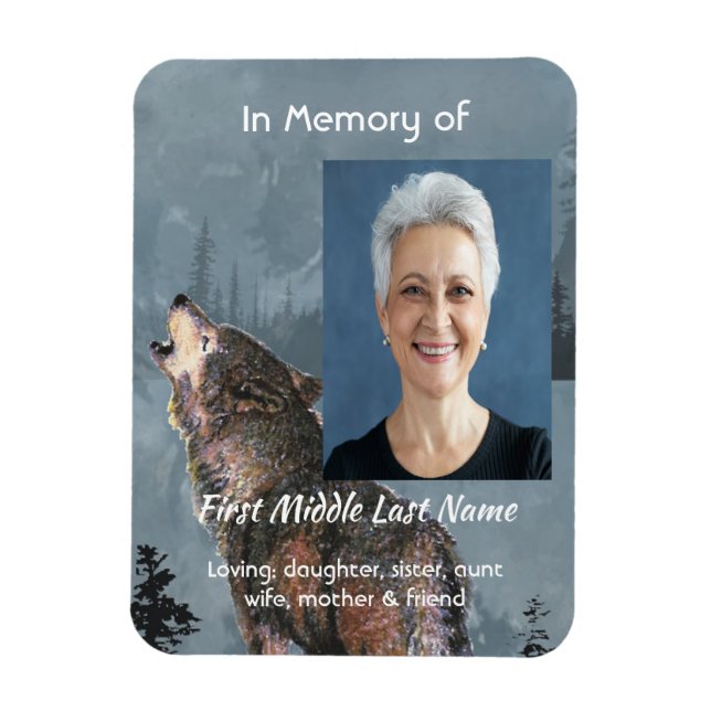 Ímã Memorial Keepsake Howling Wolf Art (Vertical)