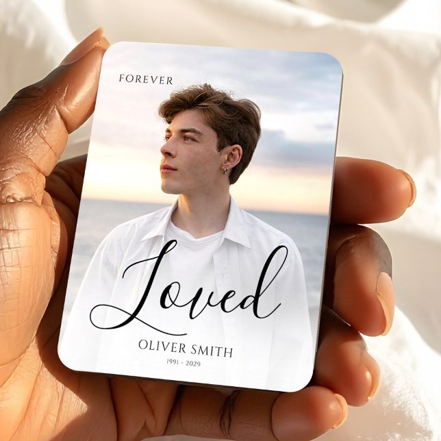 Ímã Memorial Keepsake Photo Minimalist Forever Loved (Memorial Keepsake Photo Minimalist Forever Loved Magnet, Loss of Son, Sympathy Gift)