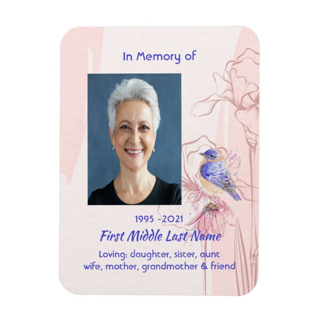 Ímã Memorial Keepsake Remembrance Bluebird Garden (Vertical)
