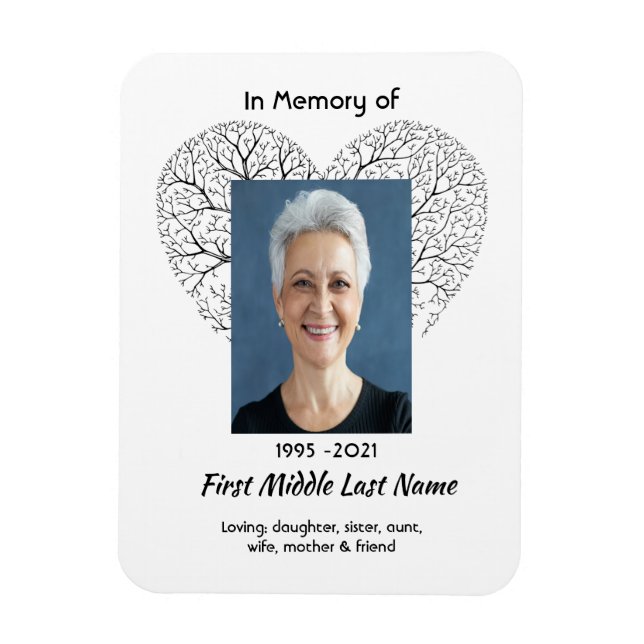 Ímã Memorial Keepsake Tree Life Heart Love (Vertical)