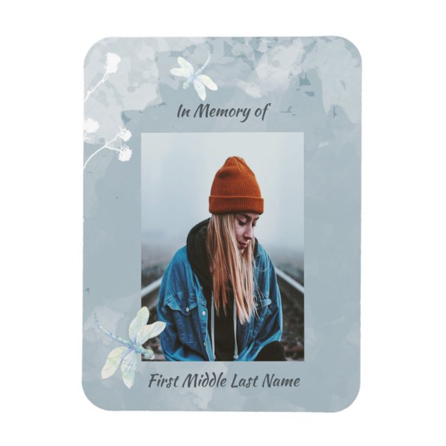 Ímã Memorial Keepsasaara Dragonfly White Flower (Vertical)