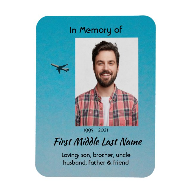 Ímã Memorial Lembrança Avião Piloto Voando (Vertical)