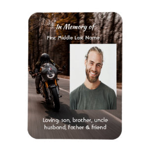 Ímã Memorial Motoqueiro Personalizado Foto Motocicleta