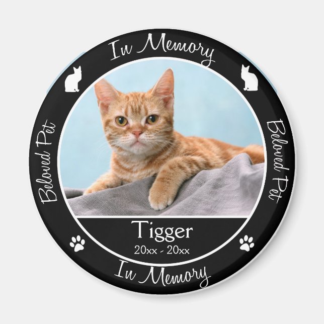 Imã Memorial - Perda de Gato - Foto/Nome Personalizado (Frente)