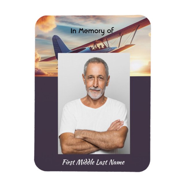 Ímã Memorial Photo Pilot Airplane Flying Sunset (Vertical)