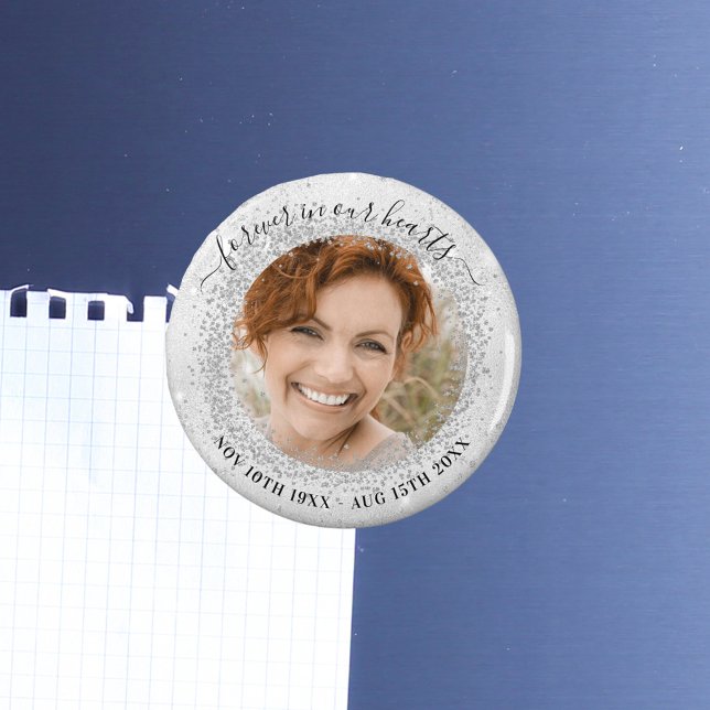 Imã Memorial prata brilha foto amor sempre (Criador carregado)