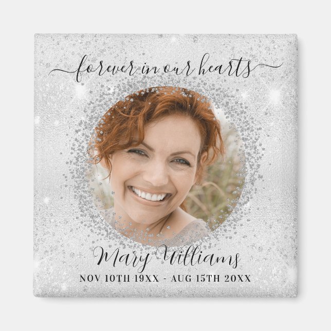 Imã Memorial prata brilha fotos para sempre amor (Frente)
