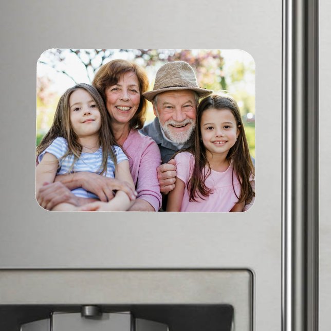 Ímã Memórias da Família Foto Personalizada do Avô ou d (Family Memories Personalized Grandparent Photo Magnet)