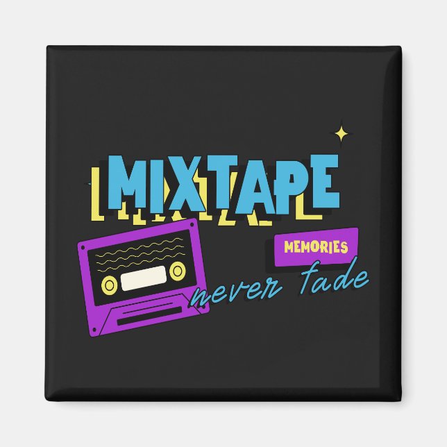 Imã Memórias de MixTape Nostalgia de Cassete Retrô (Frente)