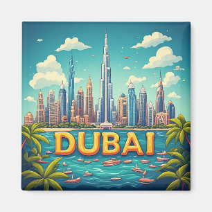 Imã 🧲 Memórias de Viagem de Dubai da Silhueta dos Emi