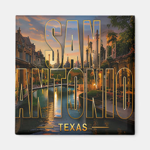 Imã Memórias de Viagem pelo Riverwalk de San Antonio T