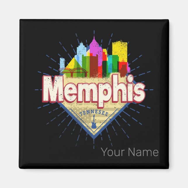 Imã Memphis Tennessee EUA Retro Skyline (Frente)