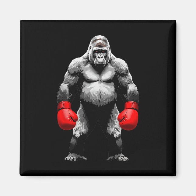 Imã Men Gorilla Fighter Boxer Art Funny Animal Boxin (Frente)